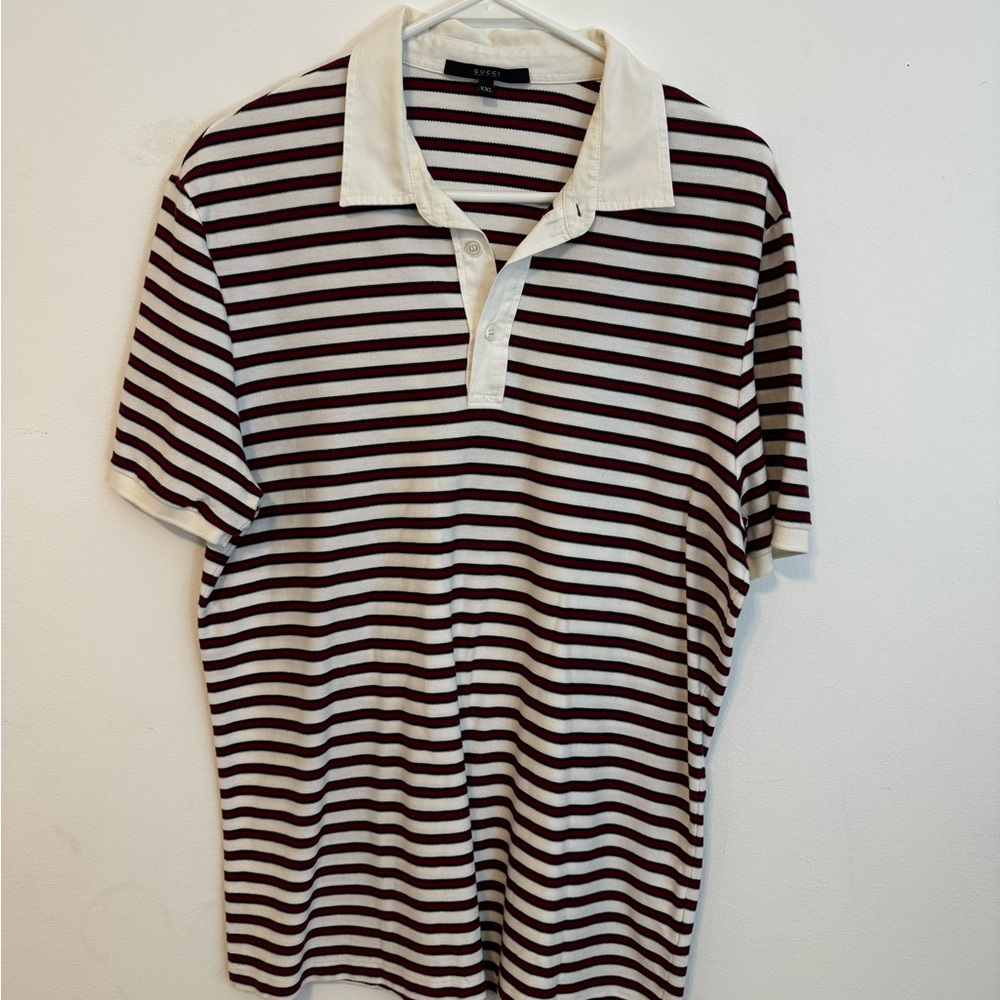 Gucci Striped Polo Shirt XXL White Red Black Shorts Sleeve casual